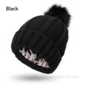 Faux Fur Pom Pom Satin Silked Beanie